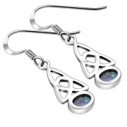 Synthetic Opal Trinity Knot Silver Earrings